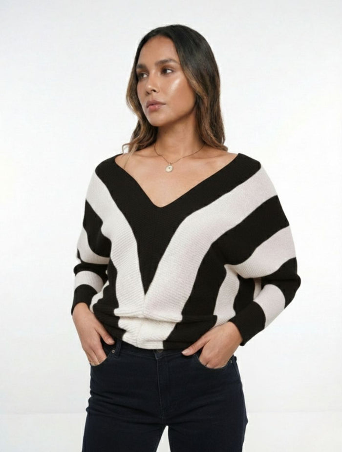 Suéter para Mujer Rayas Cuello V - The Infinite