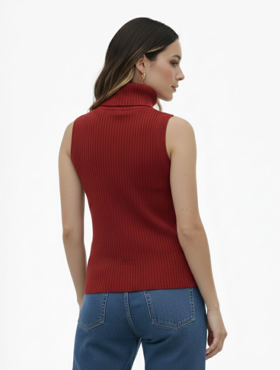 Chaleco Tejido Cuello Alto Trenzado Para Mujer - Berlín