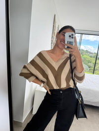 Suéter para Mujer Rayas Cuello V - The Infinite