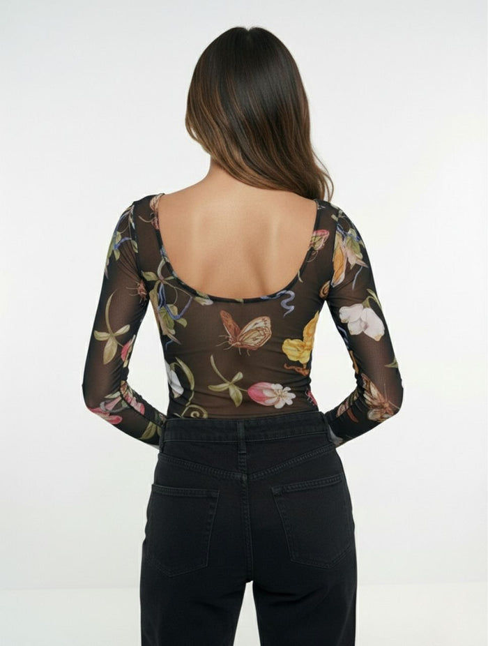Body Para Mujer Mesh Floral Touch Exclusivo Estilo