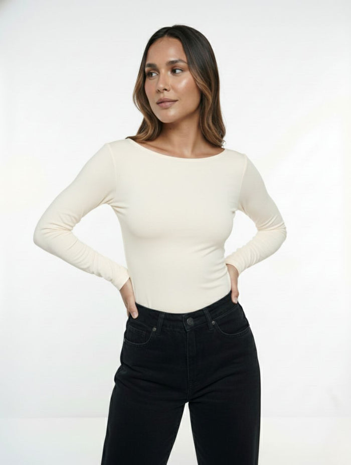 Body para Mujer Cuello Redondo Manga Larga Rebeca Exclusivo Acabado