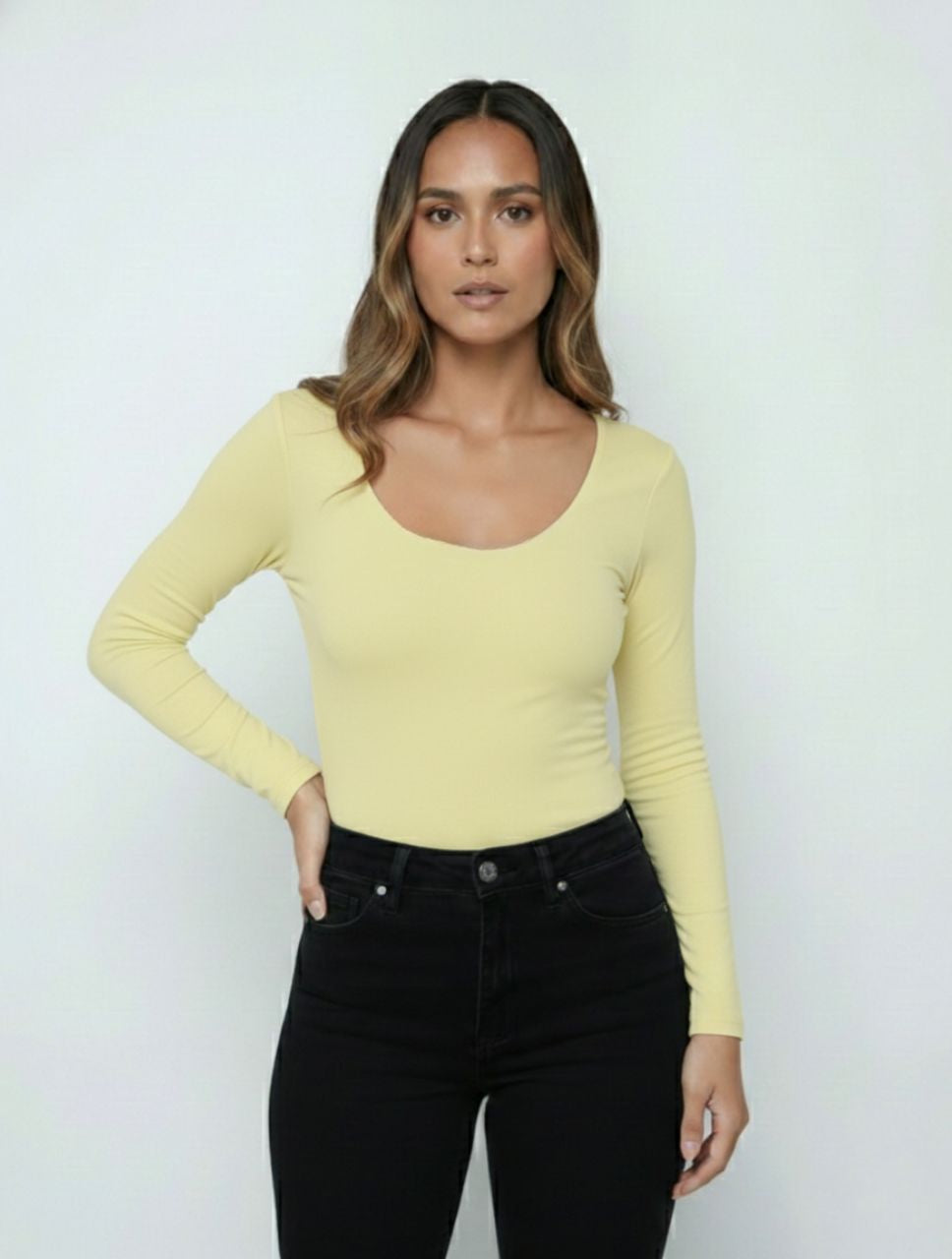 Body para Mujer Escote Redondo Manga Larga Tahiti Elegante Acabado