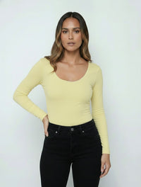 Body para Mujer Escote Redondo Manga Larga Tahiti Elegante Acabado