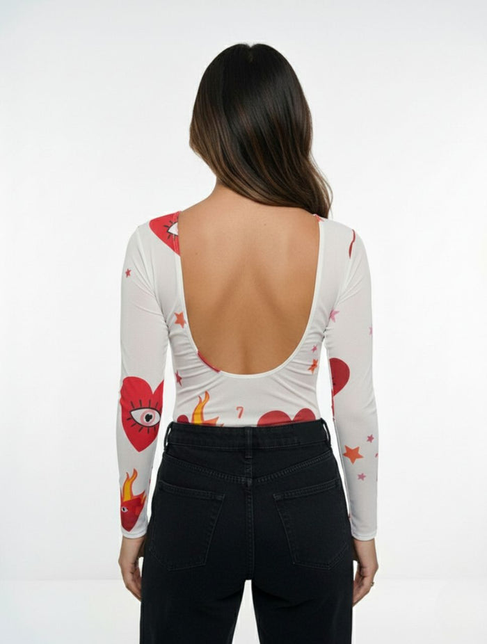 Body para Mujer Estampado de Corazones y Estrellas The Dolce Vita Exclusivo Estilo