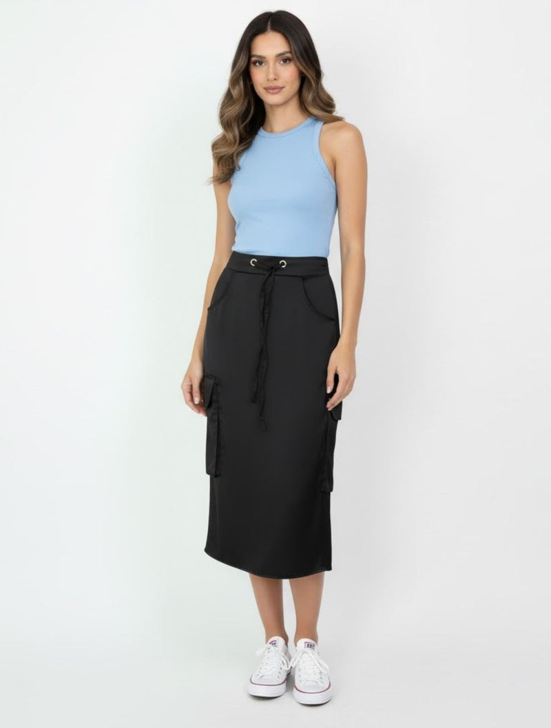 Falda para Mujer Negro Multibolsillos- Roberta