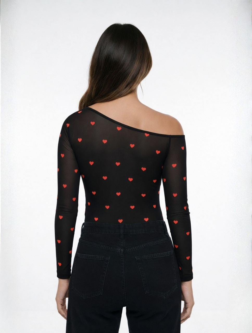 Body Para Mujer Mesh Escote Asimetrico - The Austin