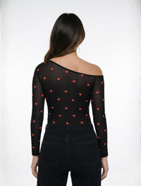 Body Para Mujer Mesh Escote Asimetrico - The Austin