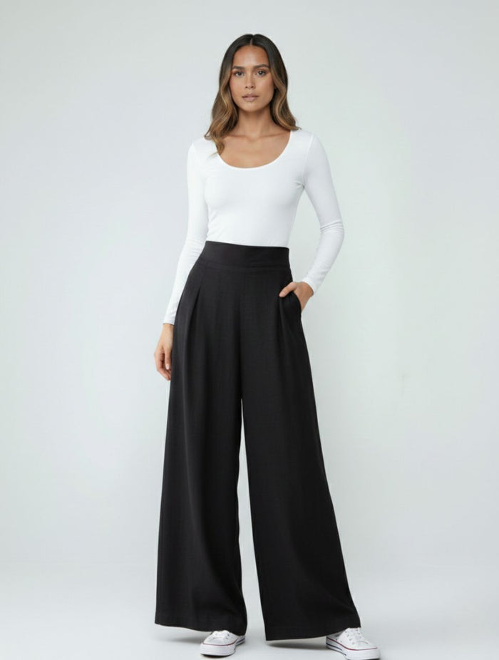 Pantalón para Mujer Palazzo Tiro Alto Con Cremallera Lateral - The Valparaiso