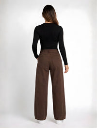 Pantalón Corte Recto Amplio Para Mujer - The Noir