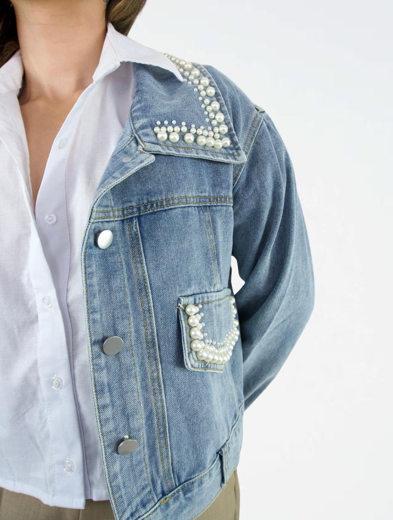 Chaqueta para Mujer Denim con Perlas - The Dreamer