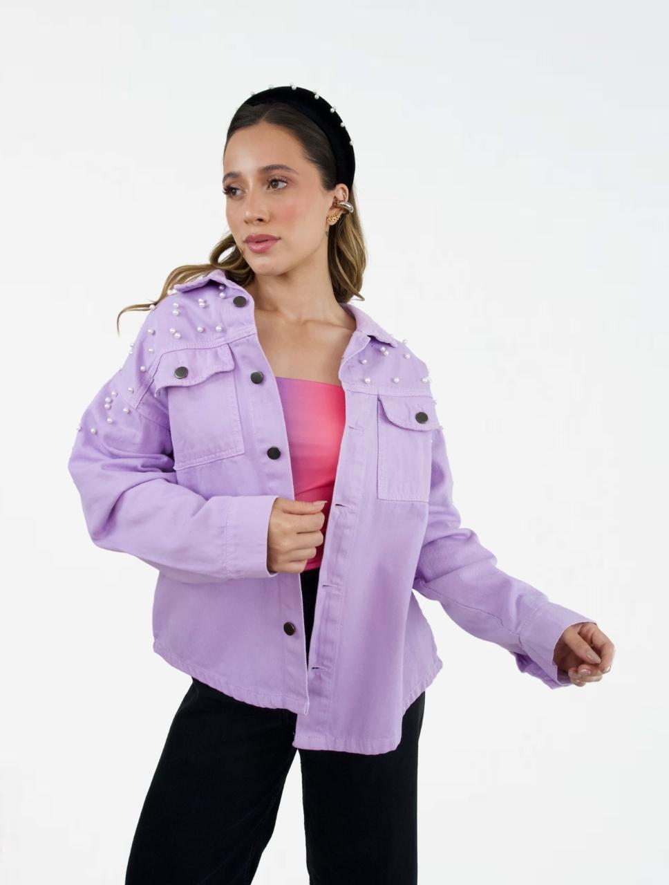 Chaqueta para Mujer Cazadora Denim Con Perlas - Frida