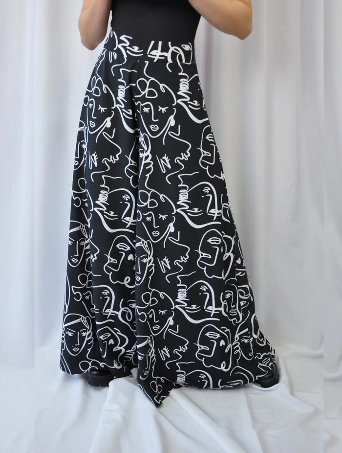 98. Pantalón Palazzo Negro / Muestra Molgoa Nuevo-11 Artesanal Diseño