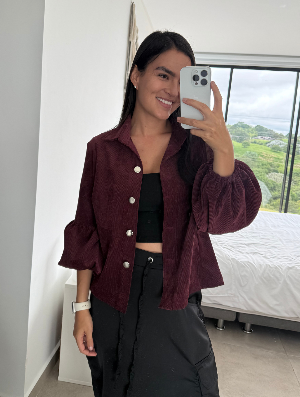 Chaqueta Manga Globo Tela Acanalada - The Puff