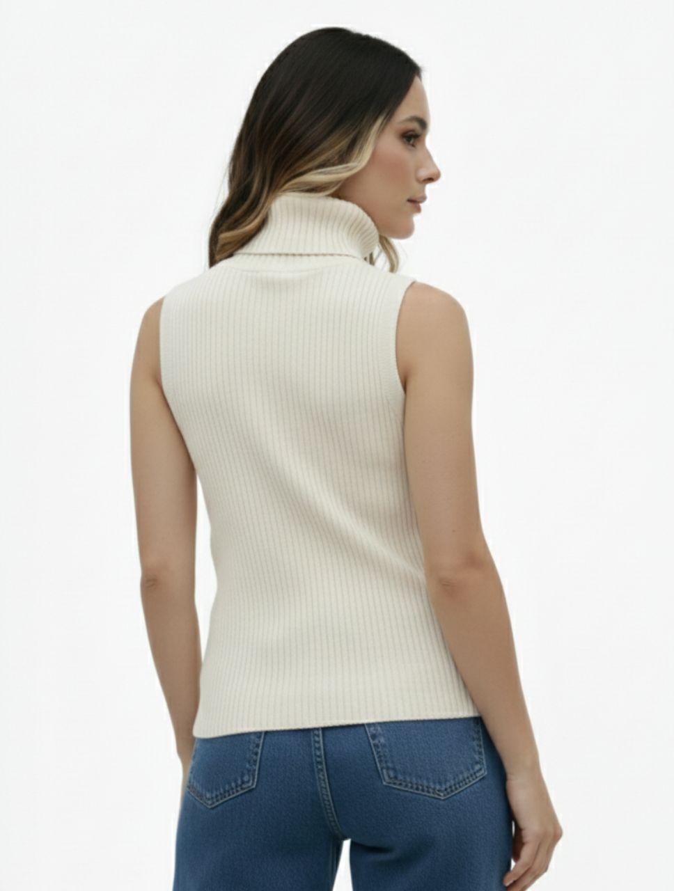 Chaleco Tejido Cuello Alto Trenzado Para Mujer - Berlín