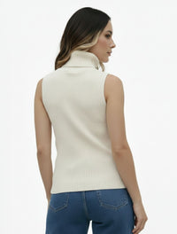 Chaleco Tejido Cuello Alto Trenzado Para Mujer - Berlín