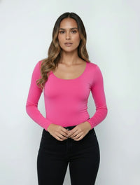 Body para Mujer Escote Redondo Manga Larga Tahiti Exclusivo Detalle