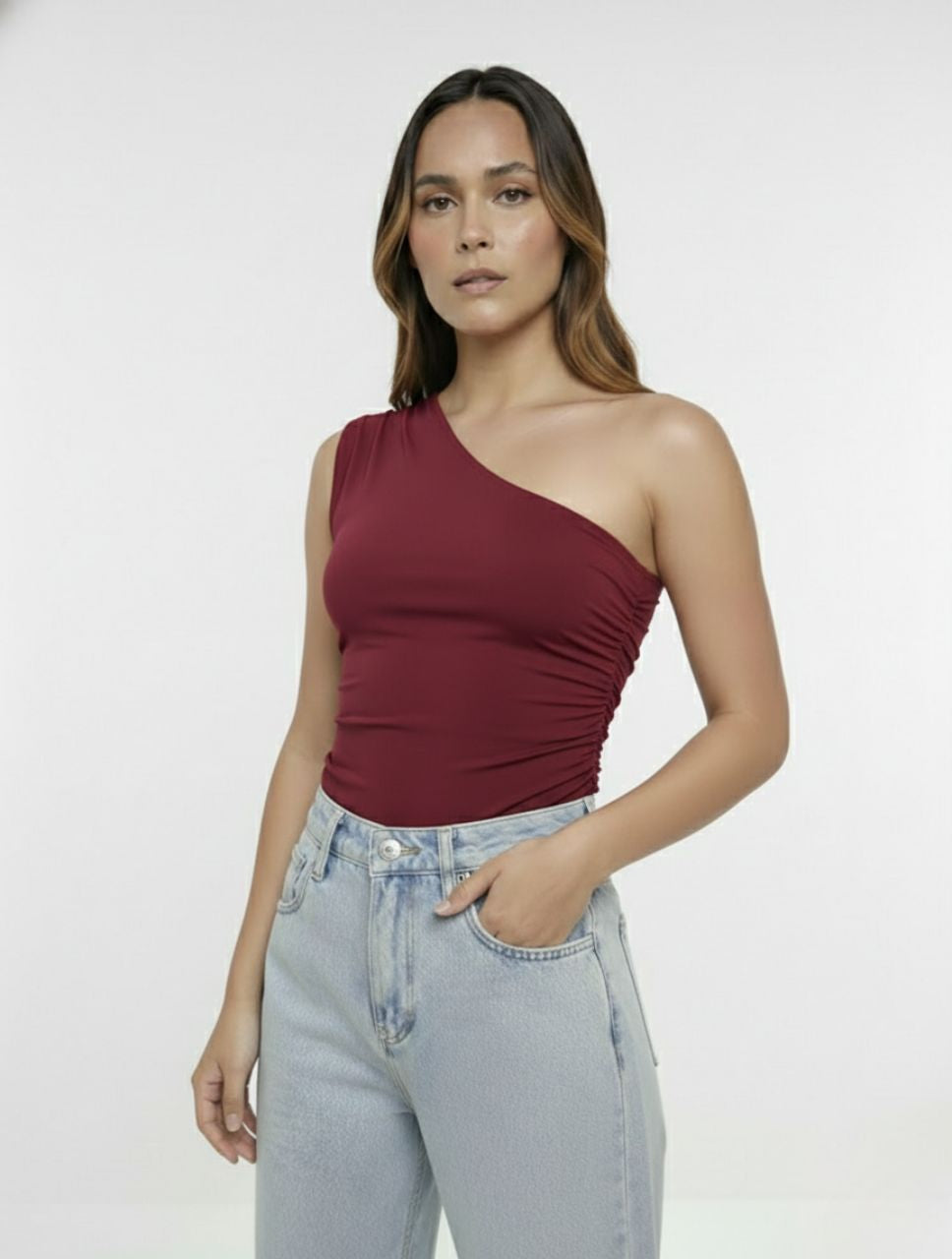 Body para Mujer Escote Asimétrico Arrecife Elegante Detalle