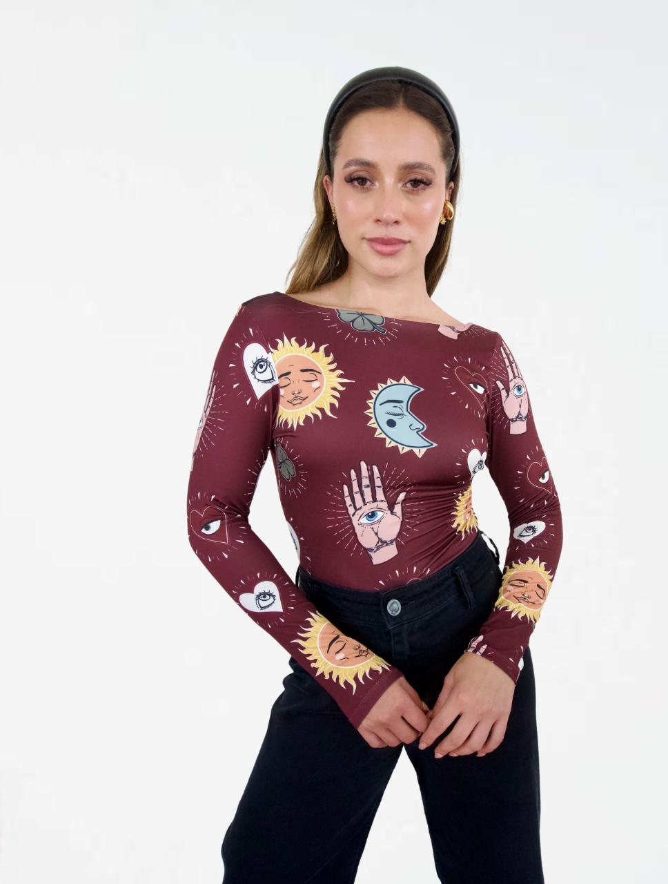 Body para Mujer Estampado con Lunas y Estrellas - The Cosmic