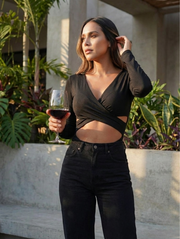 Body para Mujer Escote Cruzado Manga Larga - Adele