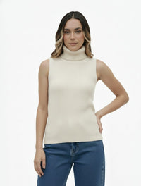 Chaleco Tejido Cuello Alto Trenzado Para Mujer - Berlín