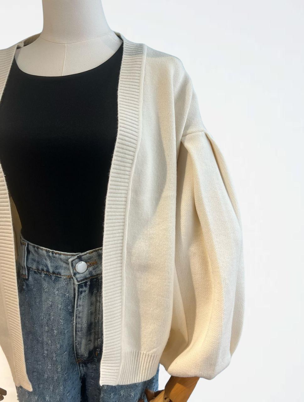 Suéter Cardigan para Mujer Manga Bombacha- The Cloud