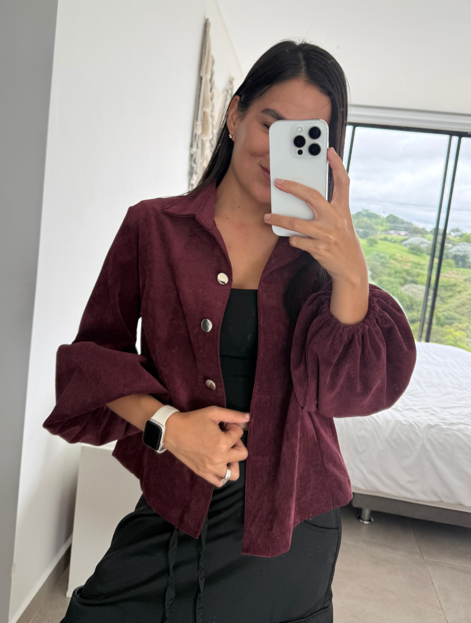 Chaqueta Manga Globo Tela Acanalada - The Puff