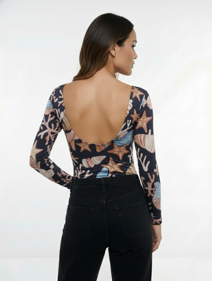 Body para Mujer Estampado Marino The Caribbean Original Detalle