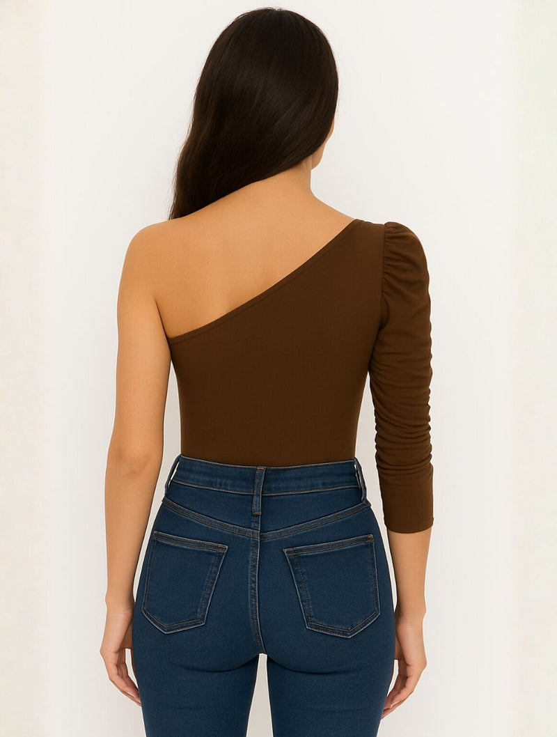 Body Escote Asimétrico Manga Bombacha - The Amour