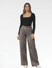 Pantalón Jean Tiro Alto Animal Print Para Mujer - The Monet