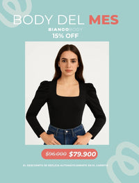 Body para Mujer Escote Cuadrado Manga Bombacha - Bianco