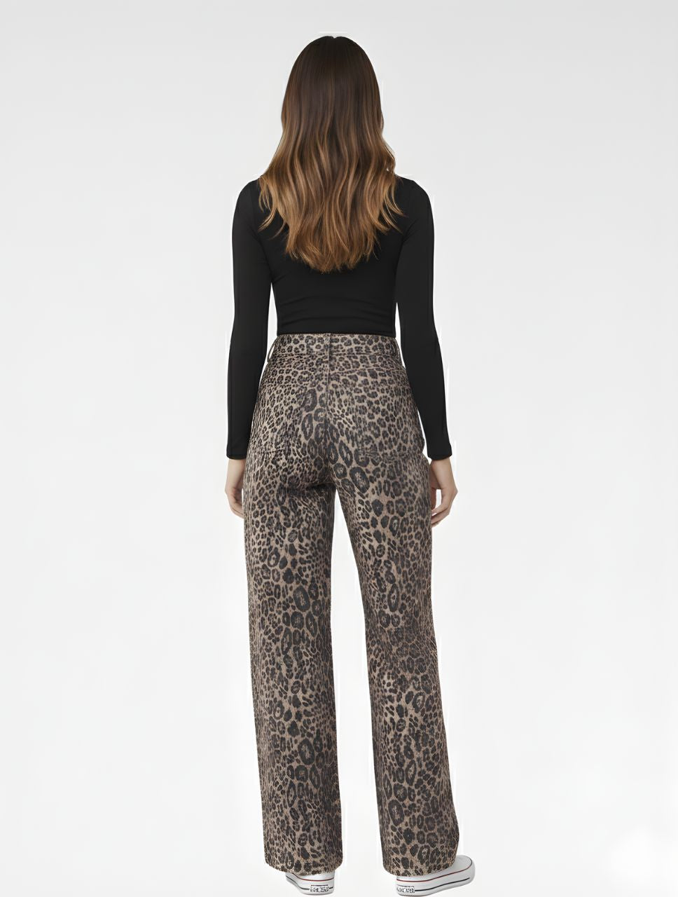 Pantalón Jean Tiro Alto Animal Print Para Mujer - The Monet