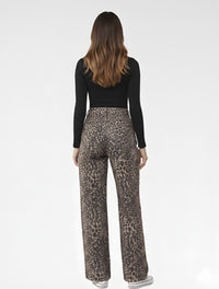 Pantalón Jean Tiro Alto Animal Print Para Mujer - The Monet