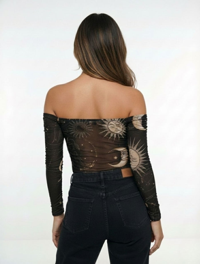 Body Estampado en Malla Mesh The Golden Exclusivo Estilo