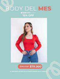 Body para Mujer Escote Cuadrado Manga Bombacha - Bianco
