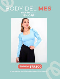 Body para Mujer Escote Cuadrado Manga Bombacha - Bianco