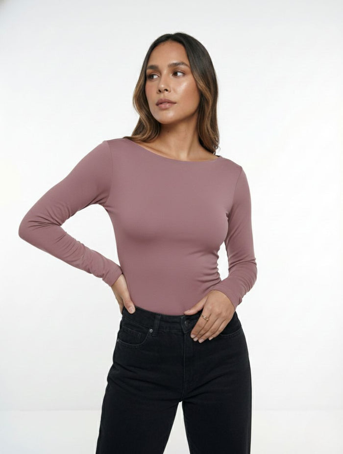 Body para Mujer Cuello Redondo Manga Larga Rebeca Premium Modelo