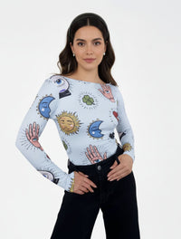 Body para Mujer Estampado con Lunas y Estrellas - The Cosmic