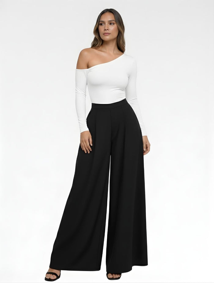 Pantalón para Mujer Tipo Palazzo Tiro Alto Con Cremallera Lateral - Malibu