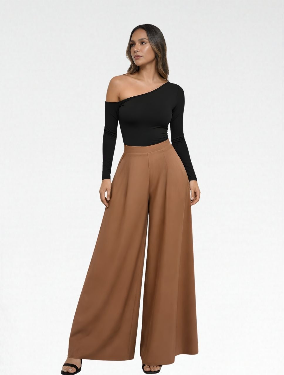 Pantalón para Mujer Tipo Palazzo Tiro Alto Con Cremallera Lateral - Malibu