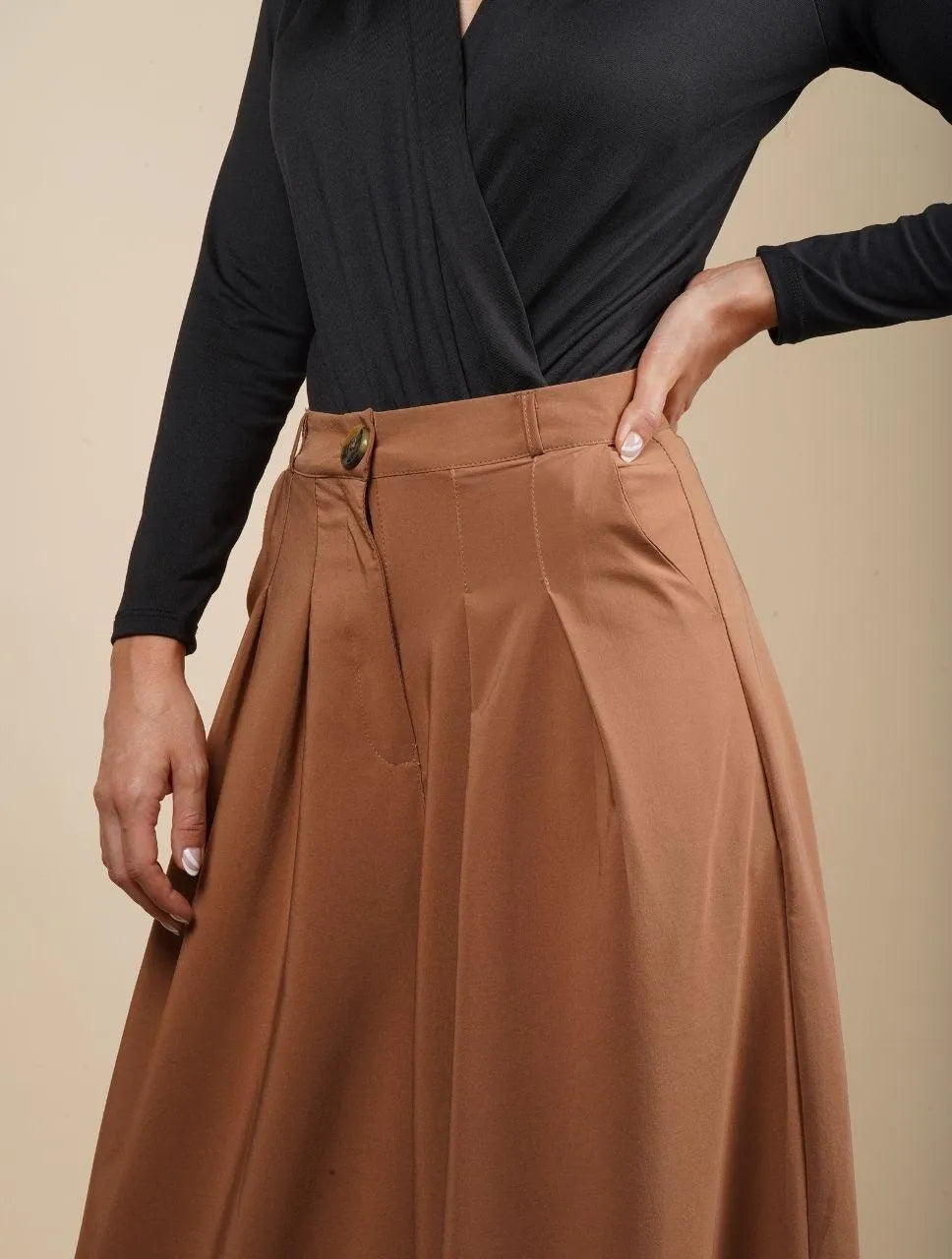 Pantalón Tipo Palazzo Tiro Alto - Santana