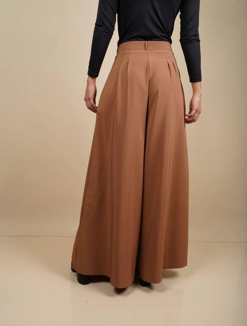 Pantalón Tipo Palazzo Tiro Alto - Santana