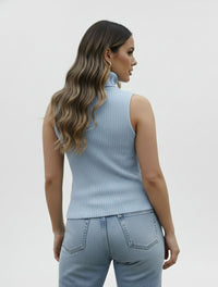 Chaleco Tejido Cuello Alto Trenzado Para Mujer - Berlín