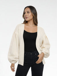 Suéter Cardigan para Mujer Manga Bombacha- The Cloud