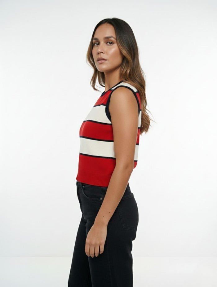 Chaleco Tejido Cuello Redondo Para Mujer The Étoile Exclusivo Estilo