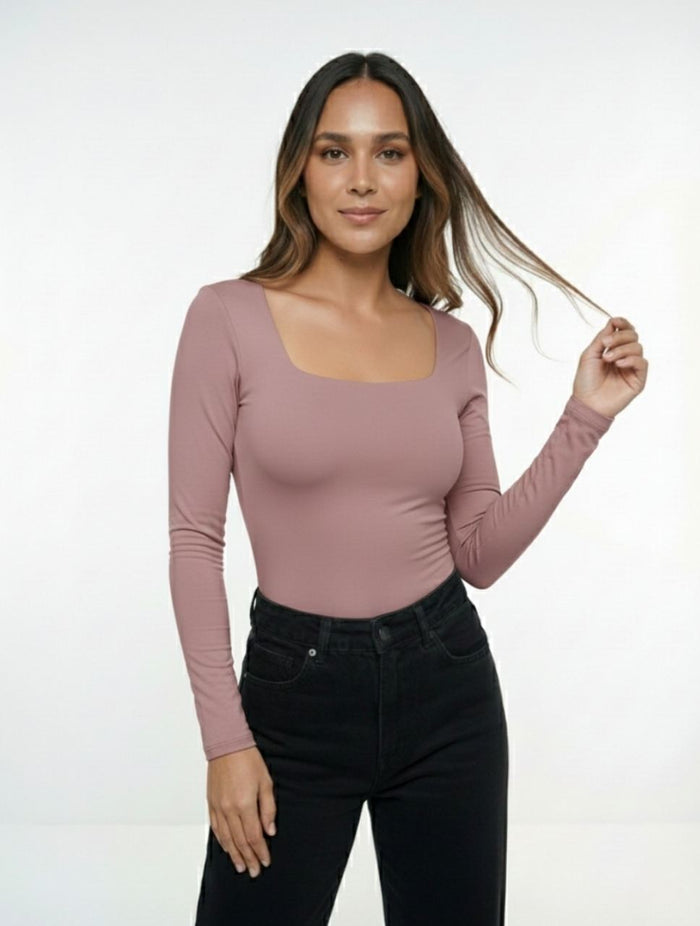 Body para Mujer Escote Cuadrado Manga Larga Moscú Elegante Detalle