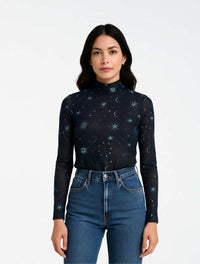 Blusa Top Manga Larga Mesh  - The Lune