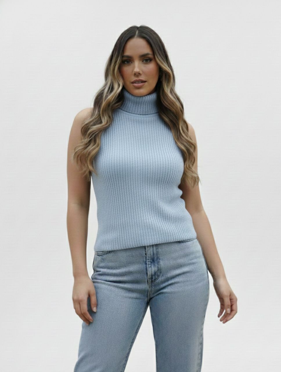 Chaleco Tejido Cuello Alto Trenzado Para Mujer - Berlín