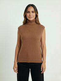 Chaleco Tejido Cuello Alto Para Mujer - The Estapé