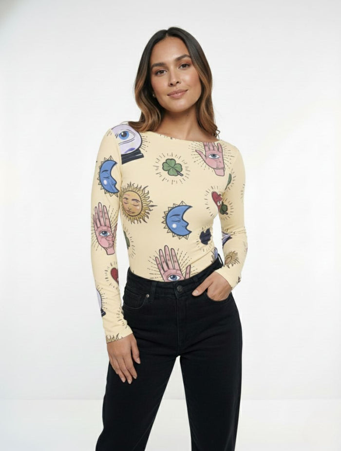 Body para Mujer Estampado con Lunas y Estrellas The Cosmic Exclusivo Diseño