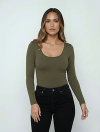 Body para Mujer Escote Redondo Manga Larga Tahiti Artesanal Acabado